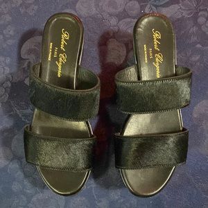 Robert Clergerie Black Platform Shoes Fur Made In France 37.5